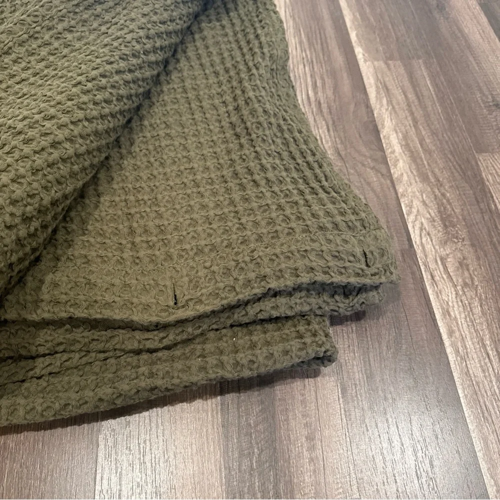 West Elm Waffle Shower Curtain - Dark Olive - 72”x74